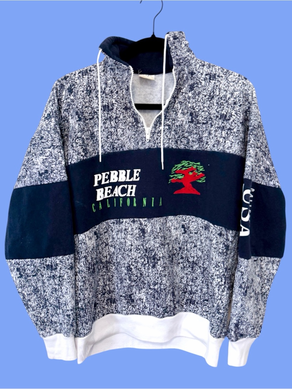 Vintage pebble beach speckled quarter zip sweatshirt